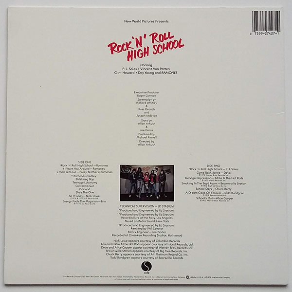 Various - Rock 'N' Roll High School - Music From The Original Motion Picture Sound Track Of - Obrázek 2