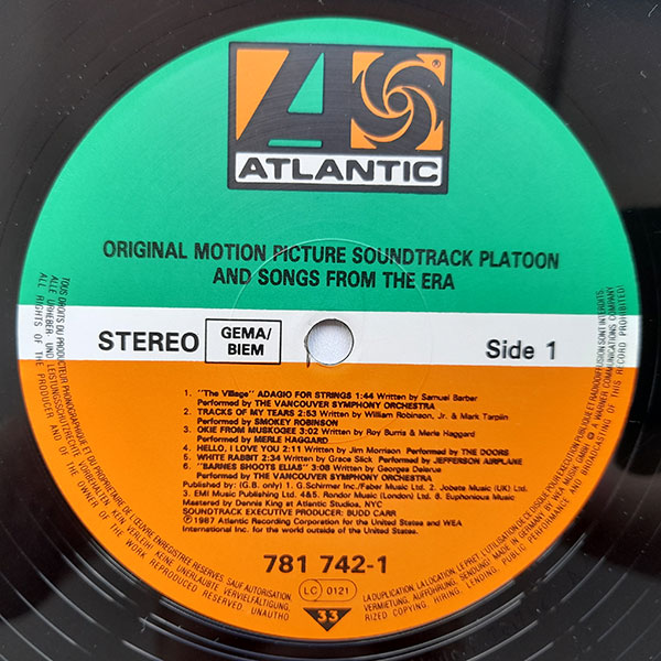 Various - Platoon (Original Motion Picture Soundtrack And Songs From The Era) - Obrázek 3