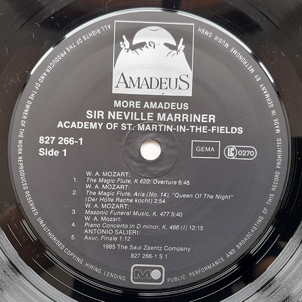 Sir Neville Marriner, Academy Of St. Martin-In-The-Fields - Amadeus (More Music From The Original Soundtrack Of The Film) - Obrázek 4