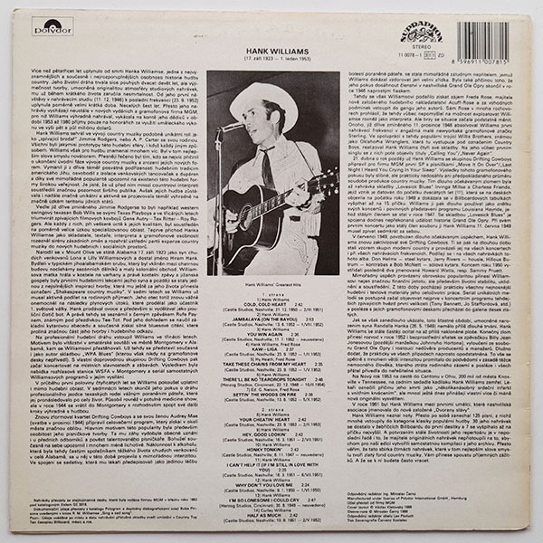 Hank Williams - Hank Williams' Greatest Hits (14 Of Hank's All-Time Best) - Obrázek 2