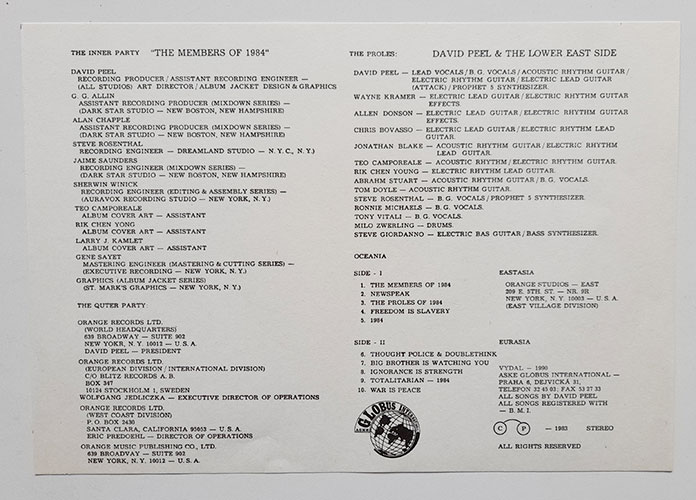 David Peel & The Lower East Side - 1984 - Obrázek 4