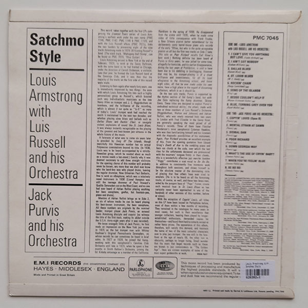 Louis Armstrong With Luis Russell And His Orchestra And Jack Purvis And His Orchestra - Satchmo Style - Obrázek 2