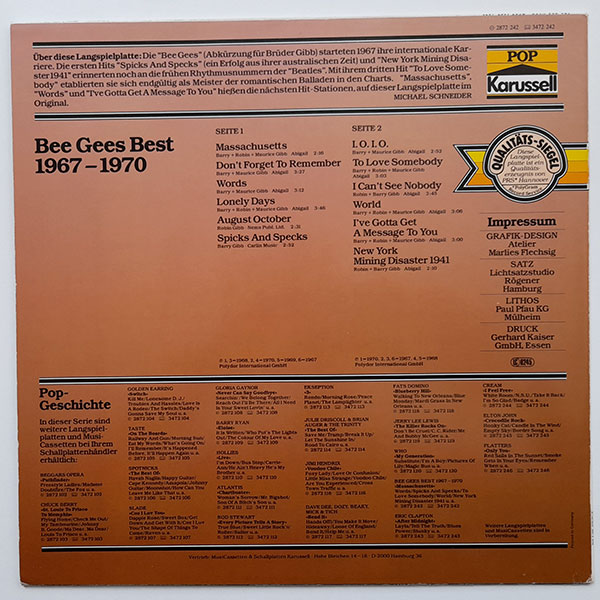 Bee Gees - Massachusettes - Bee Gees Best 1967 - 1970 - Obrázek 2