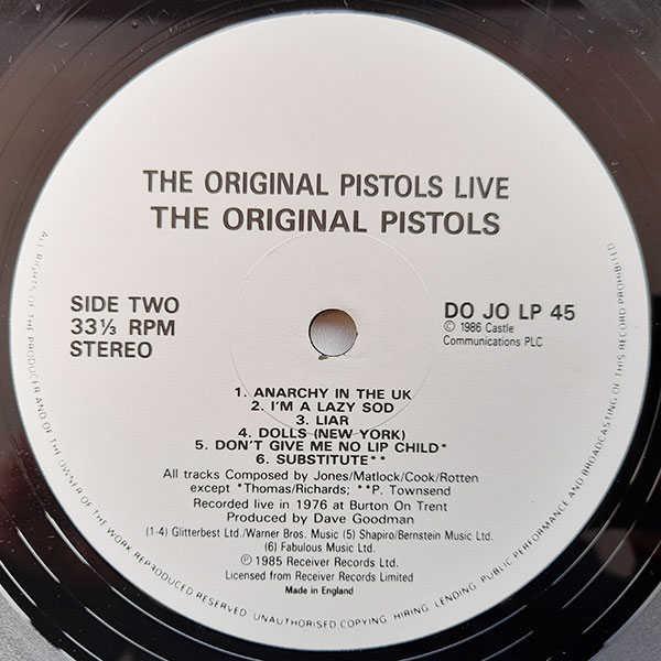 The Original Pistols - The Original Pistols Live - Obrázek 3