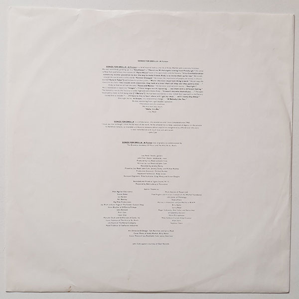 Lou Reed / John Cale - Songs For Drella - Obrázek 3