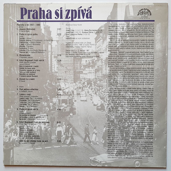 Josef Zíma, Alena Rychetská, Josef Oplt, Svatava Černá, Sláva Kunst se svým orchestrem – Praha si zpívá (Písničky z let 1955-1965) - Obrázek 2