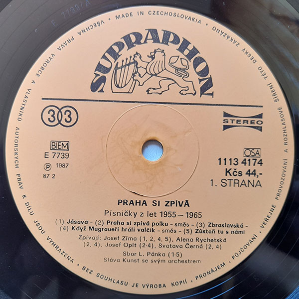 Josef Zíma, Alena Rychetská, Josef Oplt, Svatava Černá, Sláva Kunst se svým orchestrem – Praha si zpívá (Písničky z let 1955-1965) - Obrázek 3