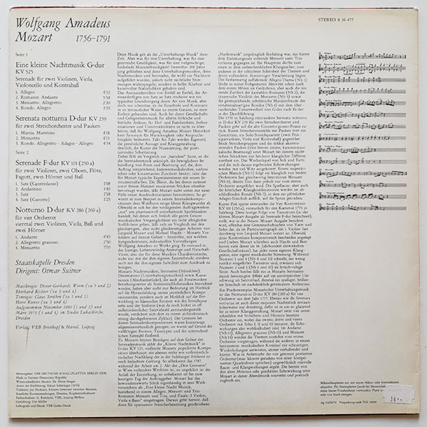 Mozart - Staatskapelle Dresden - Otmar Suitner - Eine Kleine Nachtmusik - Obrázek 2