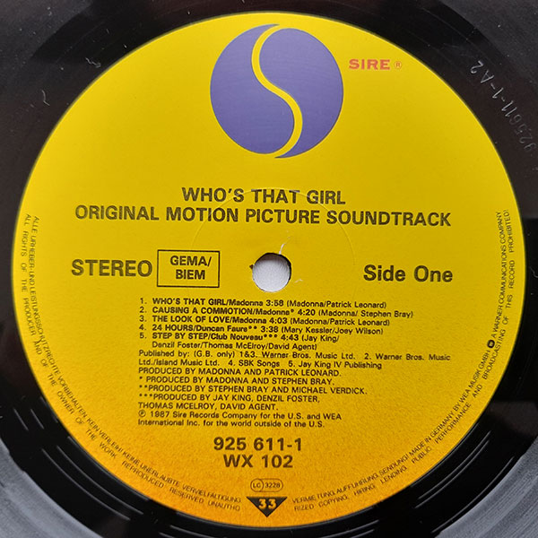 Madonna - Who's That Girl (Original Motion Picture Soundtrack) - Obrázek 3
