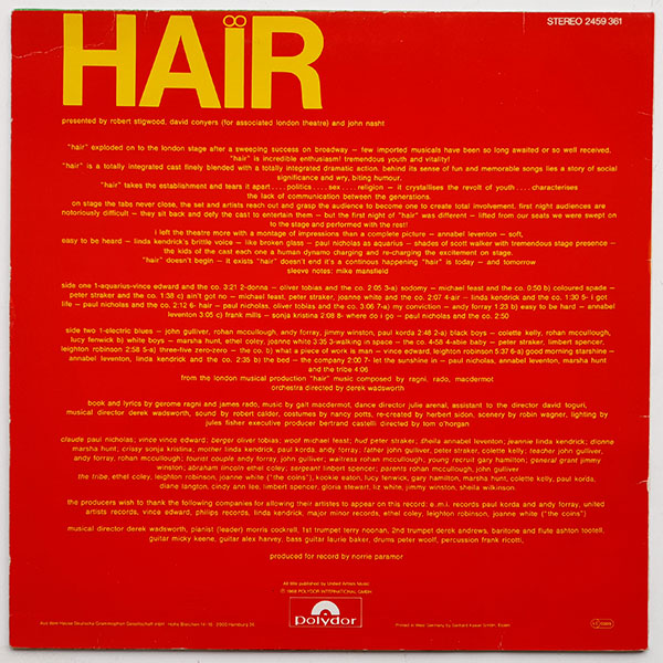 Various - The Original London Cast Of Hair - Hair - Obrázek 2