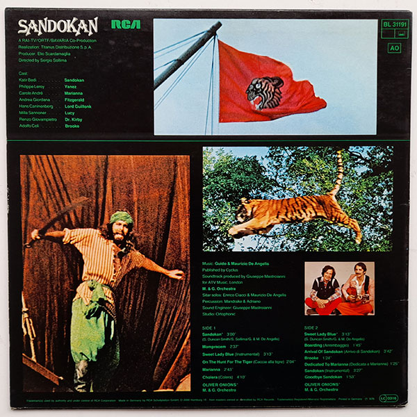 Oliver Onions - M. & G. Orchestra - Sandokan - Original TV-Soundtrack - Obrázek 2