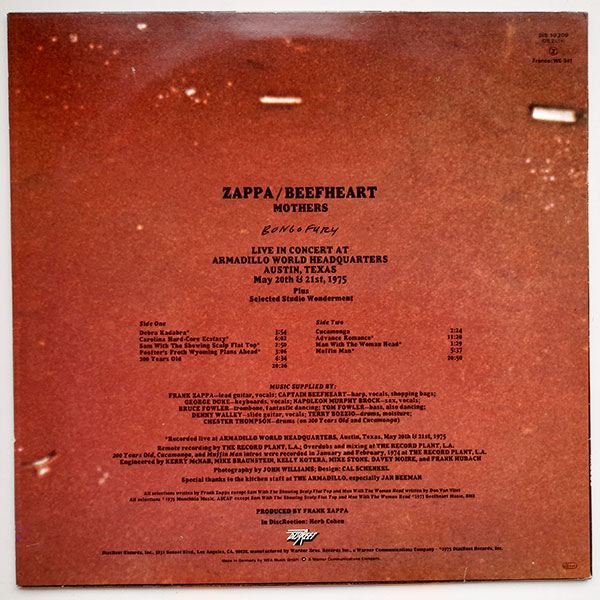 Zappa / Beefheart / Mothers - Bongo Fury - Obrázek 2