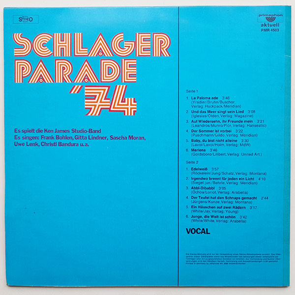 Ken James Studio-Band - Schlagerparade '74 - Obrázek 2