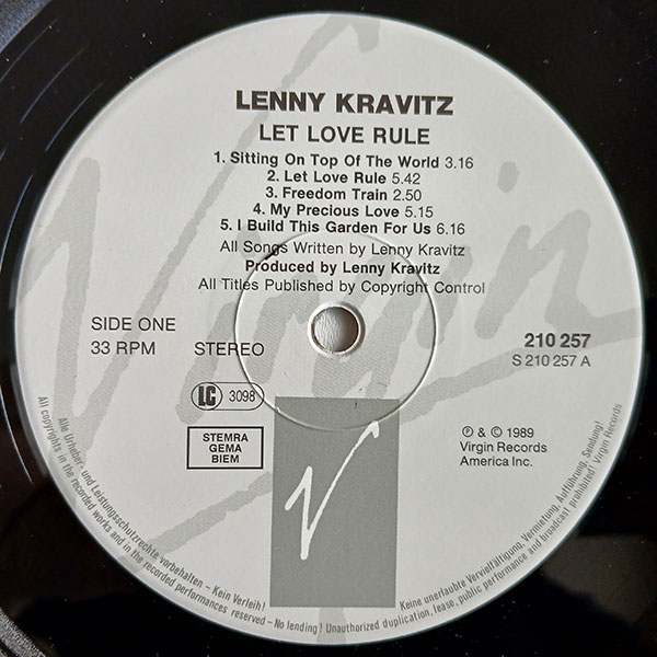 Lenny Kravitz - Let Love Rule - Obrázek 4