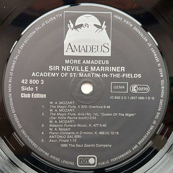 Sir Neville Marriner, Academy Of St. Martin-In-The-Fields - Amadeus (More Music From The Original Soundtrack Of The Film) - Obrázek 4