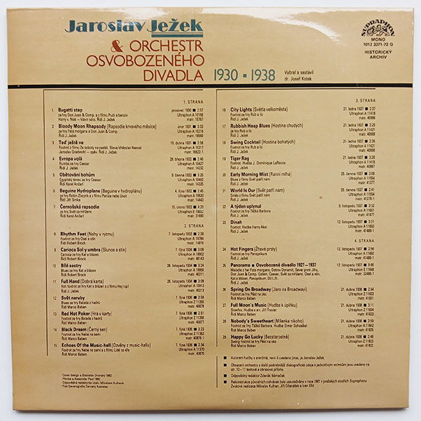 Jaroslav Ježek & Orchestr Osvobozeného divadla – Jaroslav Ježek & Orchestr Osvobozeného divadla (1930 ▪ 1938) - Obrázek 2