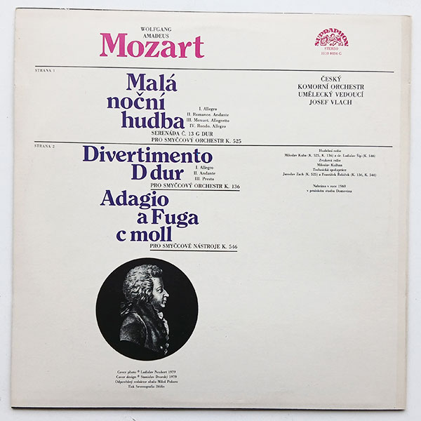 Wolfgang Amadeus Mozart - Český Komorní Orchestr, Josef Vlach - Malá noční hudba / Divertimento D Dur / Adagio A Fuga C Moll - Obrázek 2