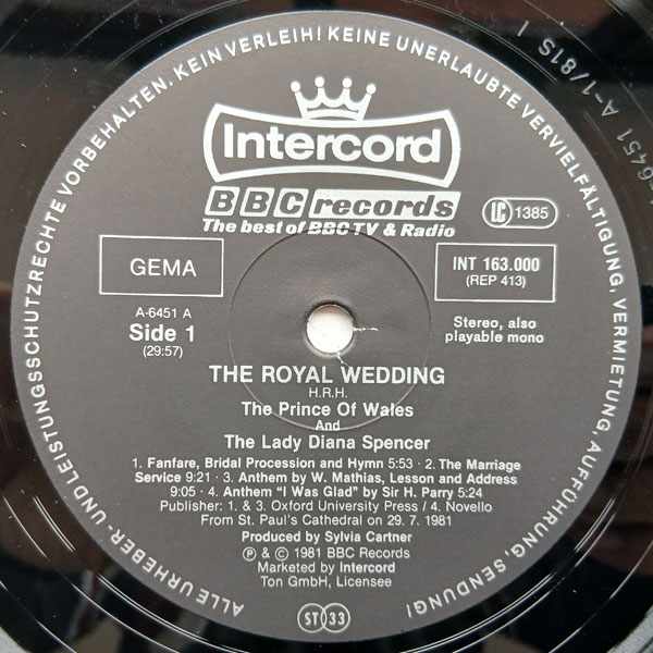 Various – The Royal Wedding Of H.R.H. The Prince Of Wales And The Lady Diana Spencer - The BBC Recording From St. Paul's Cathedral On 29th July 1981 - Obrázek 4